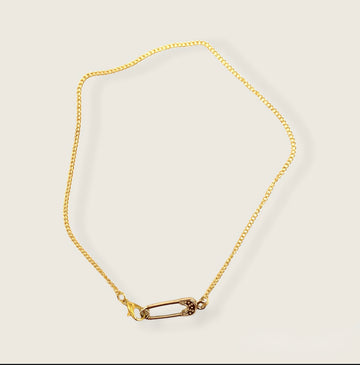 Gold Safety Pin Necklace